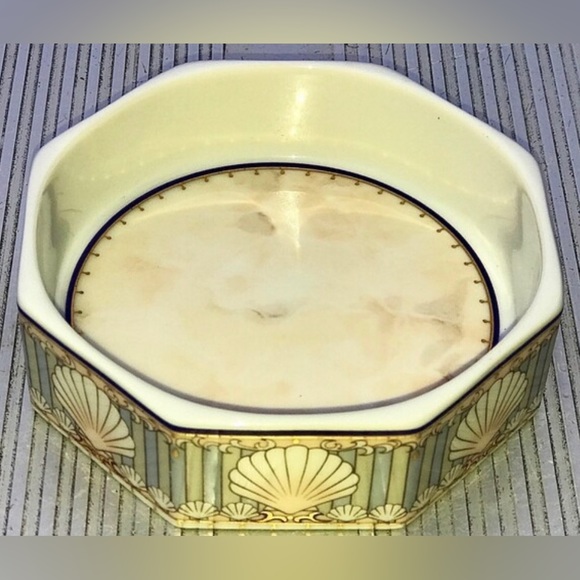 Vintage Andre Richard ST. TROPEZ Gold Trim White Ceramic Octagonal Trinket Dish - Picture 6 of 10